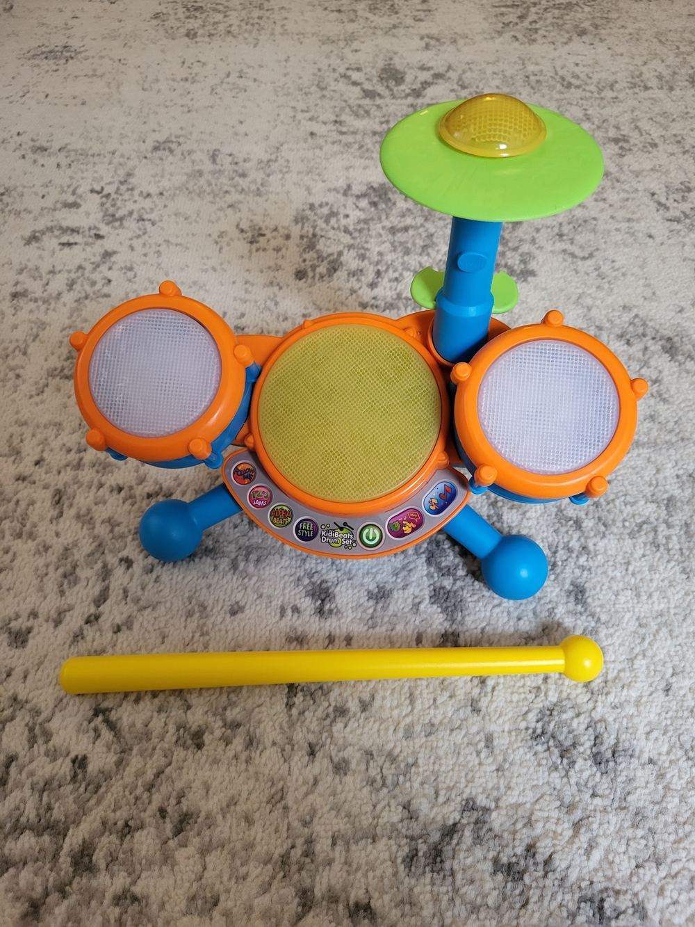 Kids Musical Drum Set Toy - Bright Orange, Blue & Green
